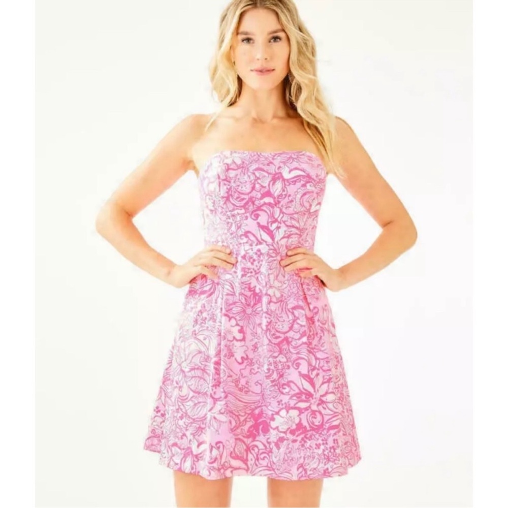 Lilly Pulitzer Blossom Dress in Pink Tropics Tint Bunny Hop Sz 6 Fit & Flare